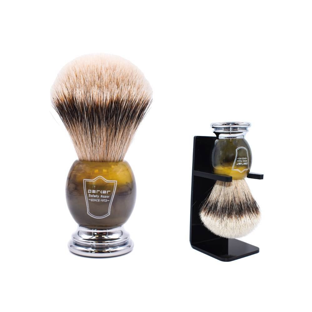 Parker(パーカー)プロフェッショナルバーバー シルバーチップ シェービングブラシ スタンド付 HHST