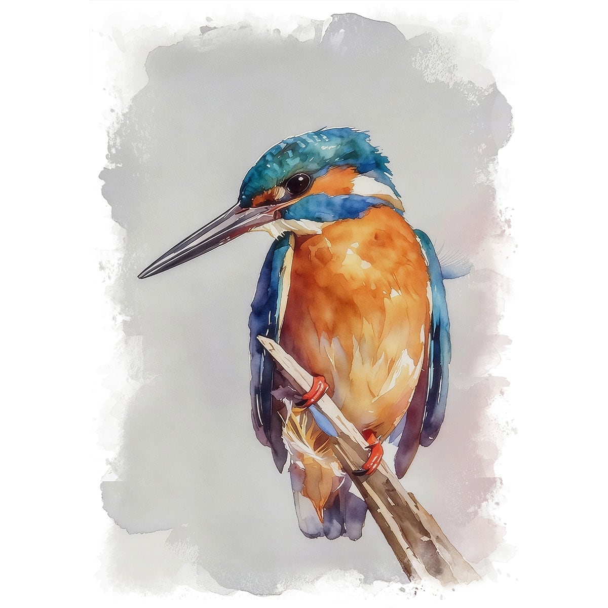 絵画 鳥 カワセミの絵 インテリアアート額付き 水彩画・油絵調 WAT0374