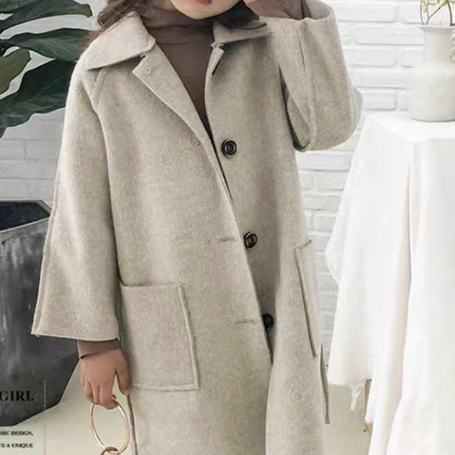 キッズ 大人 後ろボタンチェスターコート Mon Coco