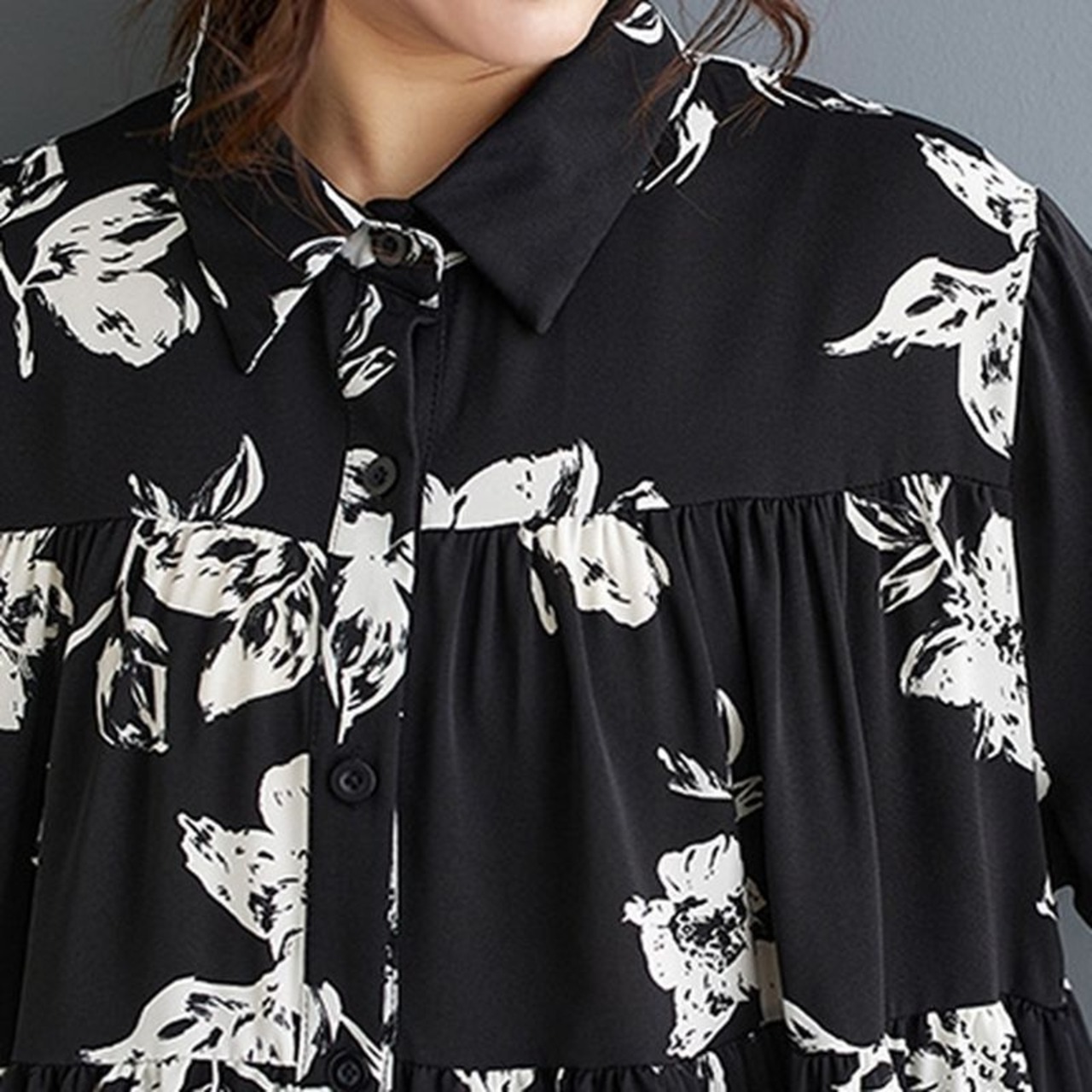 フレアシルエット 花柄 シャツ  30057