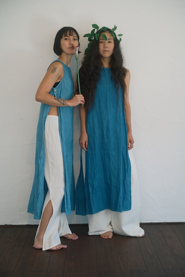 Indigo Dyed Linen Top