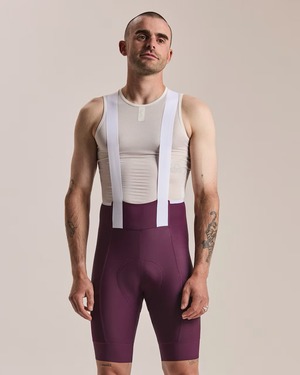 MEN'S BREVET ELEMENT CARGO BIB SHORTS PLUM/WHITE