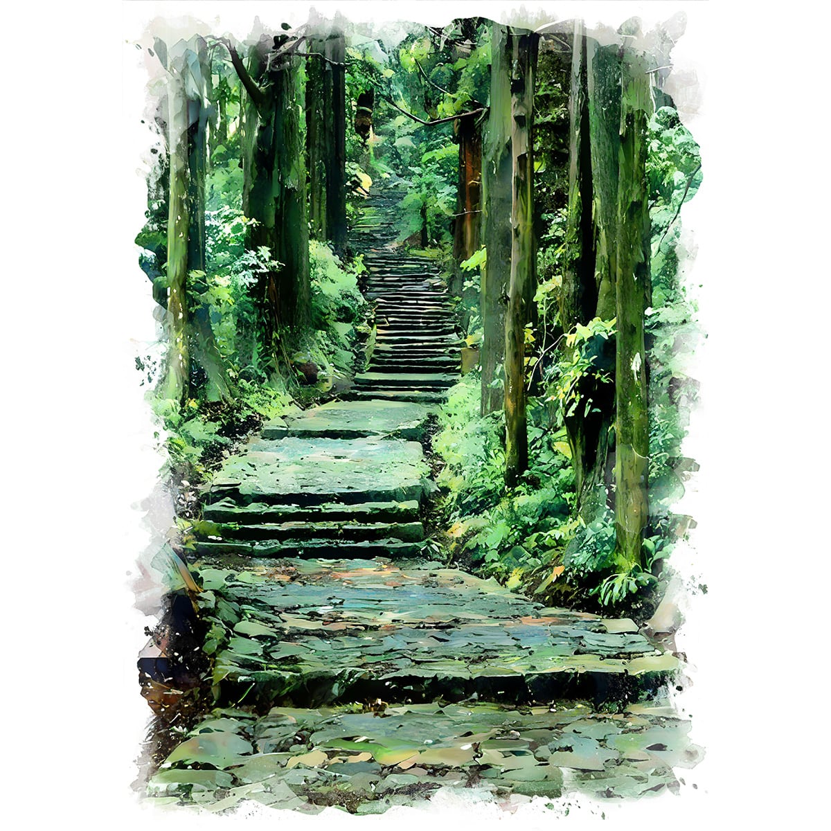 絵画(風景画) 日本 和歌山県 那智山 青岸渡寺 インテリアアート額付き