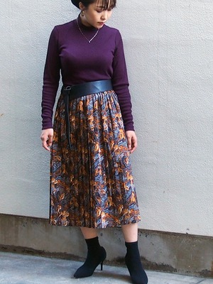 PAISLEY PLEATED SKIRT