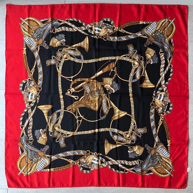 スカーフ 金管楽器モチーフ イタリア製 12ACbf7-2