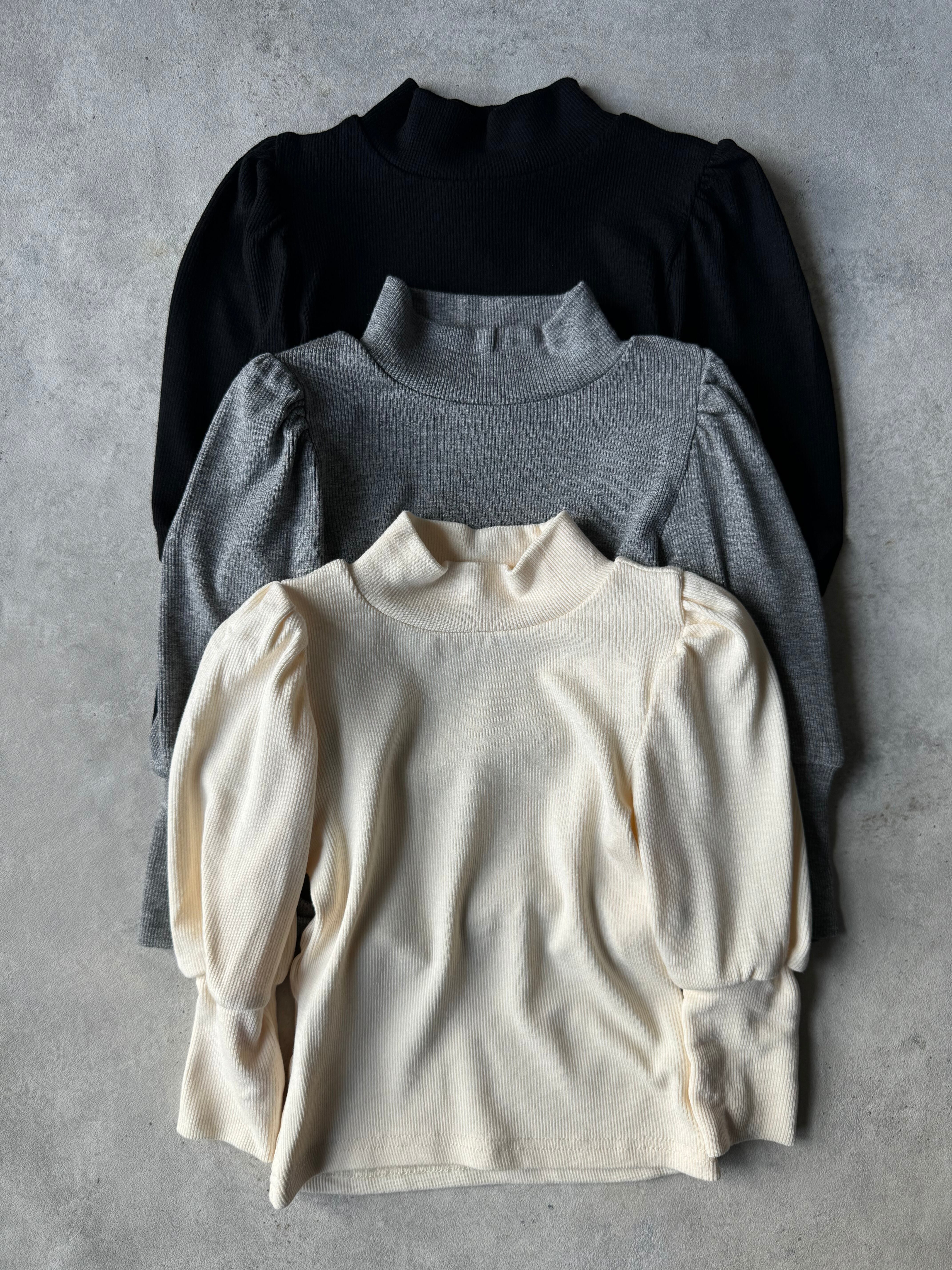 パフスリーブリブタートル（100〜110cm）3850