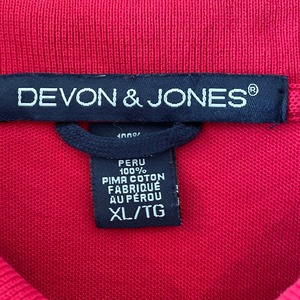 【DEVON&JONES】ポロシャツ ワンポイント 刺繍ロゴ XL ビッグサイズ US古着 アメリカ古着