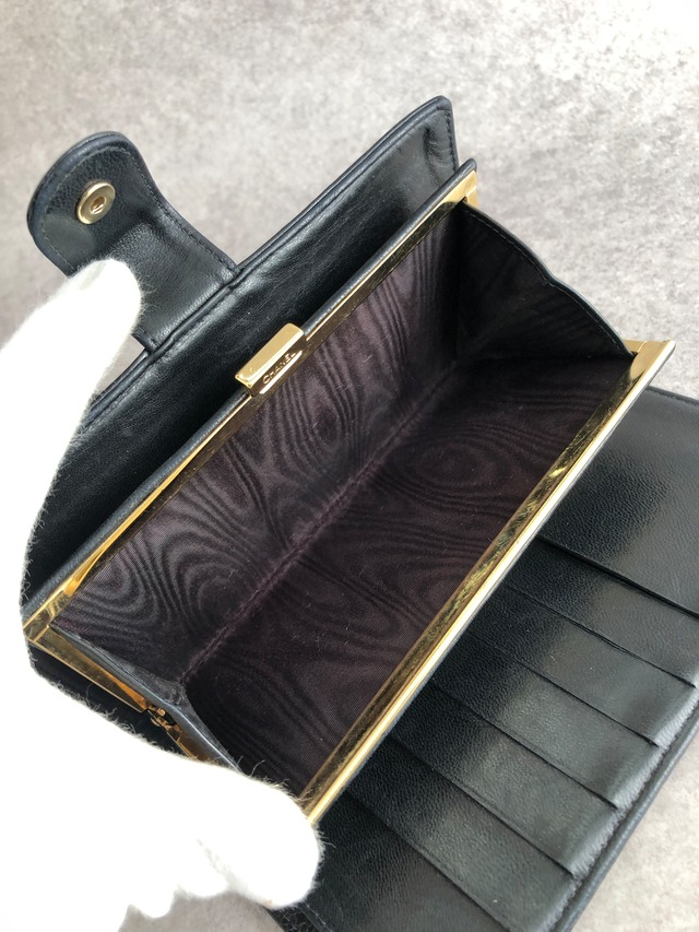 CHANEL シャネル 財布 ブラック ココマーク レザー キャビアスキン 長財布 二つ折り財布 vintage ヴィンテージ オールド nd3dzs