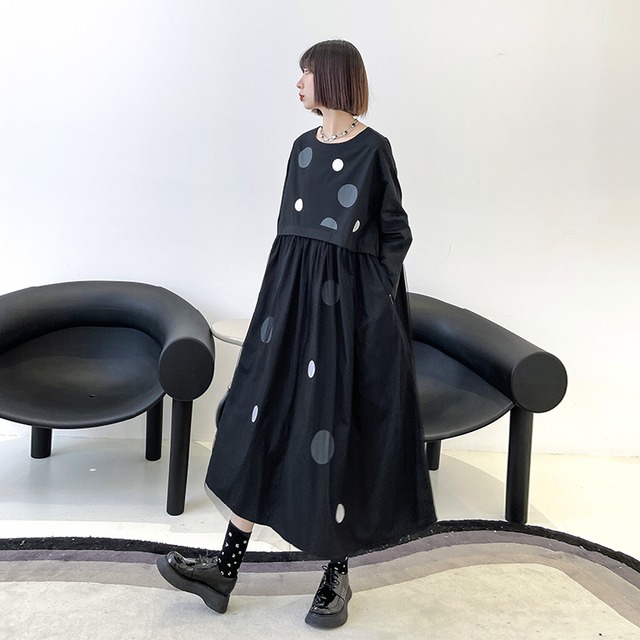 ドレス オータムスリムウェストスカート ブラックロングルーズ 秋物 ラブタオタオダレンハウス69286894922