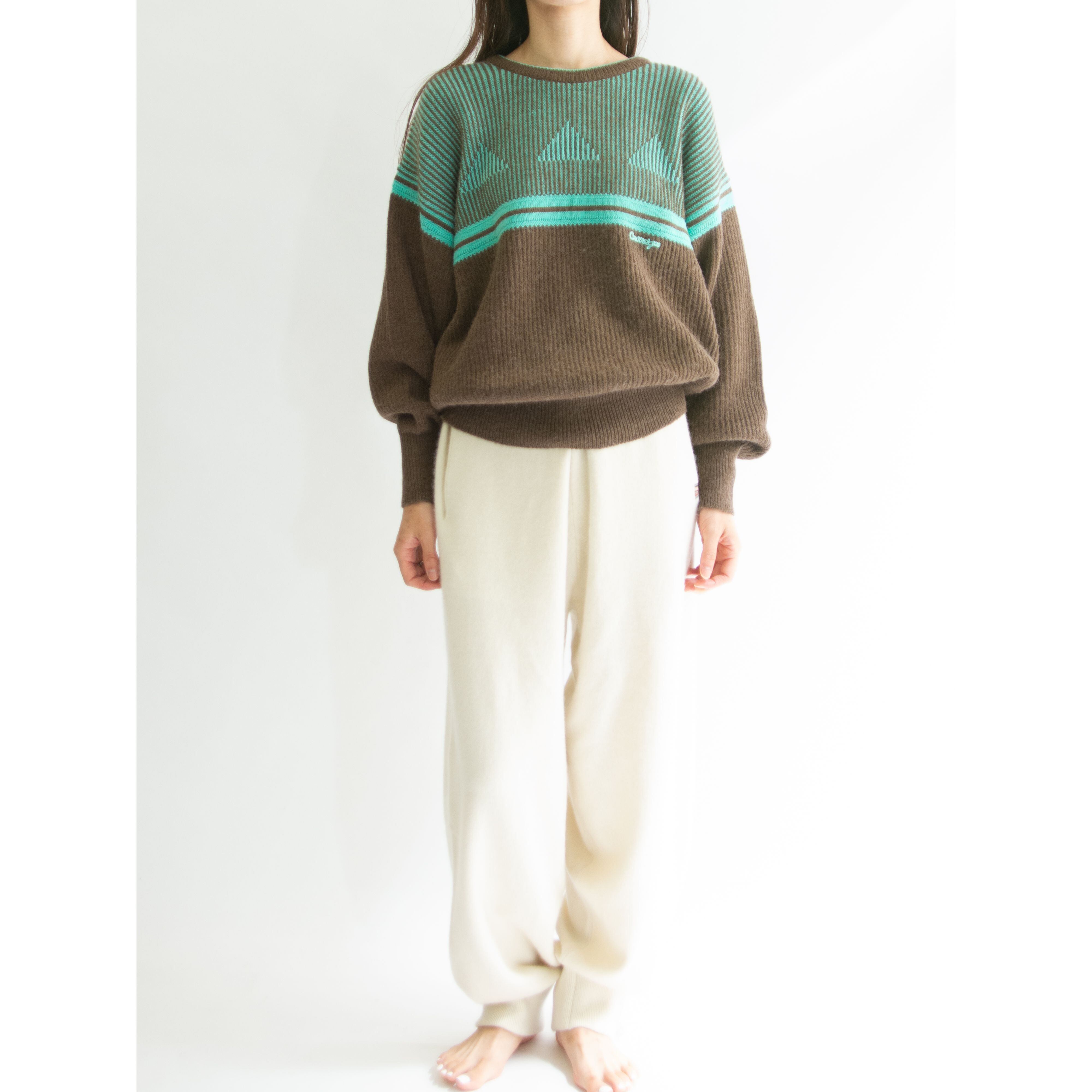 【courreges paris】Made in France 70-80's wool-acrylic crew neck knit pullover（クレージュ フランス製 クルーネックニットプルオーバー セーター ）11b