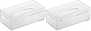 【特価処分】蝶プラ工業 スチロール デスコ ティッシュケース 長方形 透明 125×244×86H(mm) (× 2)