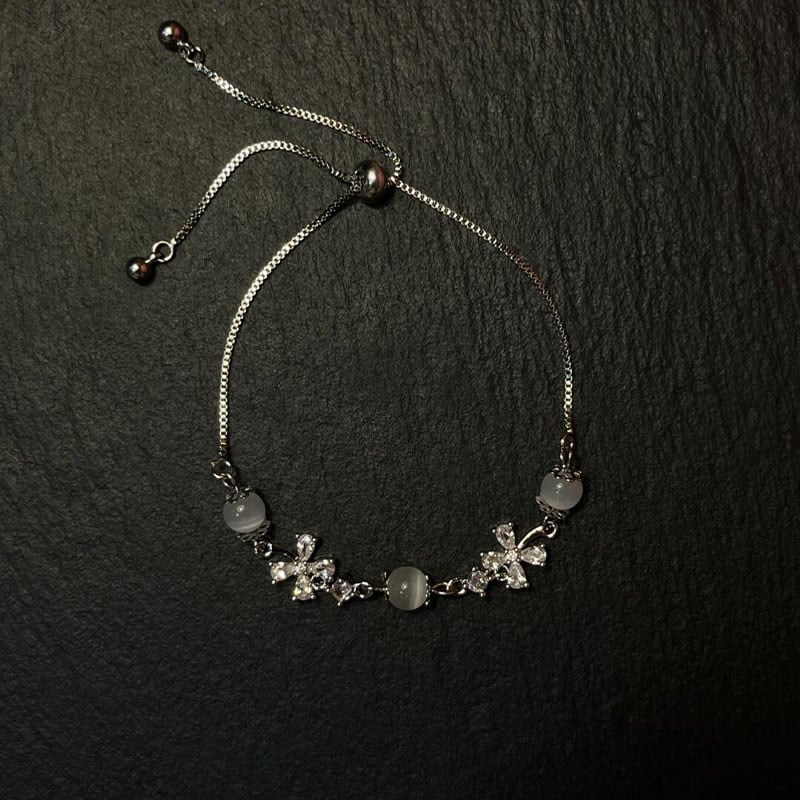 xiya花&猫目石ジルコンブレスレット