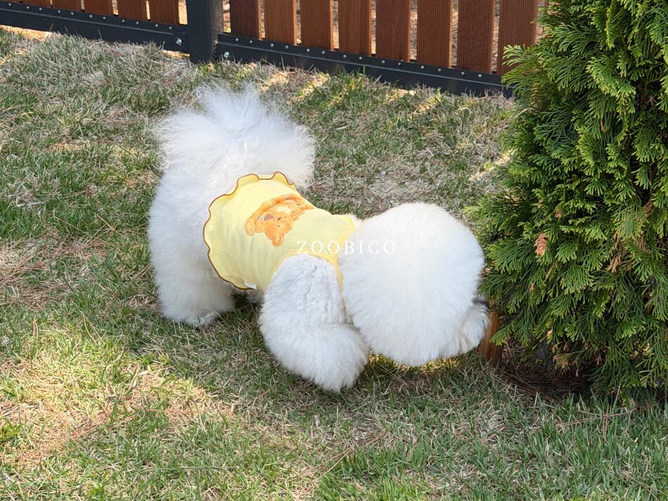 friend t-shirt XS ~ XL 3color / 犬 服 ショート丈 クマ 犬服 夏 キャミソール おぱんつカット タンクトップ 涼しい crop top 薄手 ノースリーブ 可愛い 韓国 ペット服 犬の服 ドッグウェア 袖なしTシャツ 猫 top164