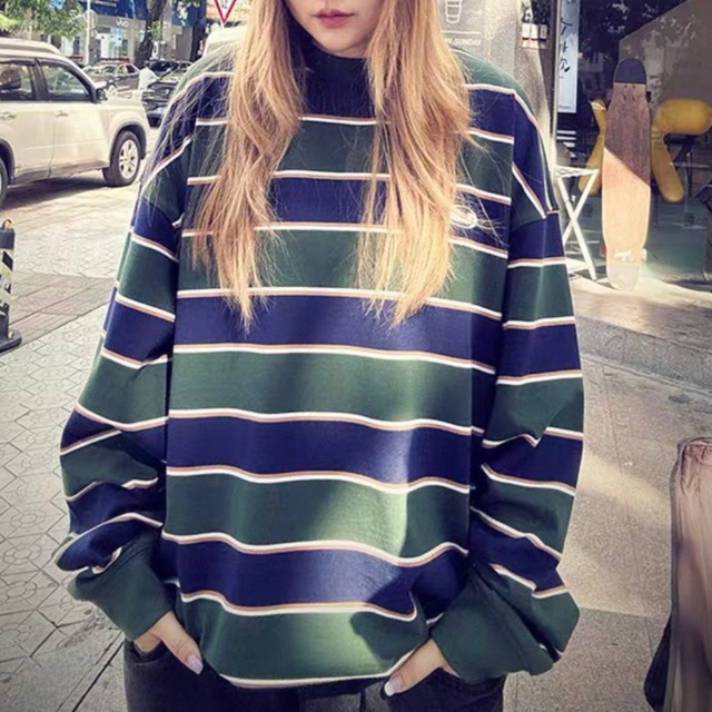 ボーダー柄 ヒップ丈 プルオーバー カットソー    BL0490