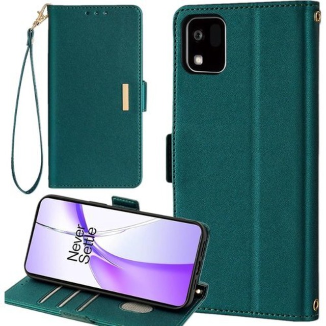 京セラ かんたんスマホ3 A205KC ケース 手帳型 通用 ワイモバイル 簡単スマホ3 スマホケース かんたんスマホ3 ストラップケース Y!mobile sim無配合 携帯ケース 簡単スマホ3 カバー スマホケース A205KC 手帳ケース 適用 Cobeimisr case マグネット ストラップ ストラップ付きケース スマホケース ダーク グリーン 66