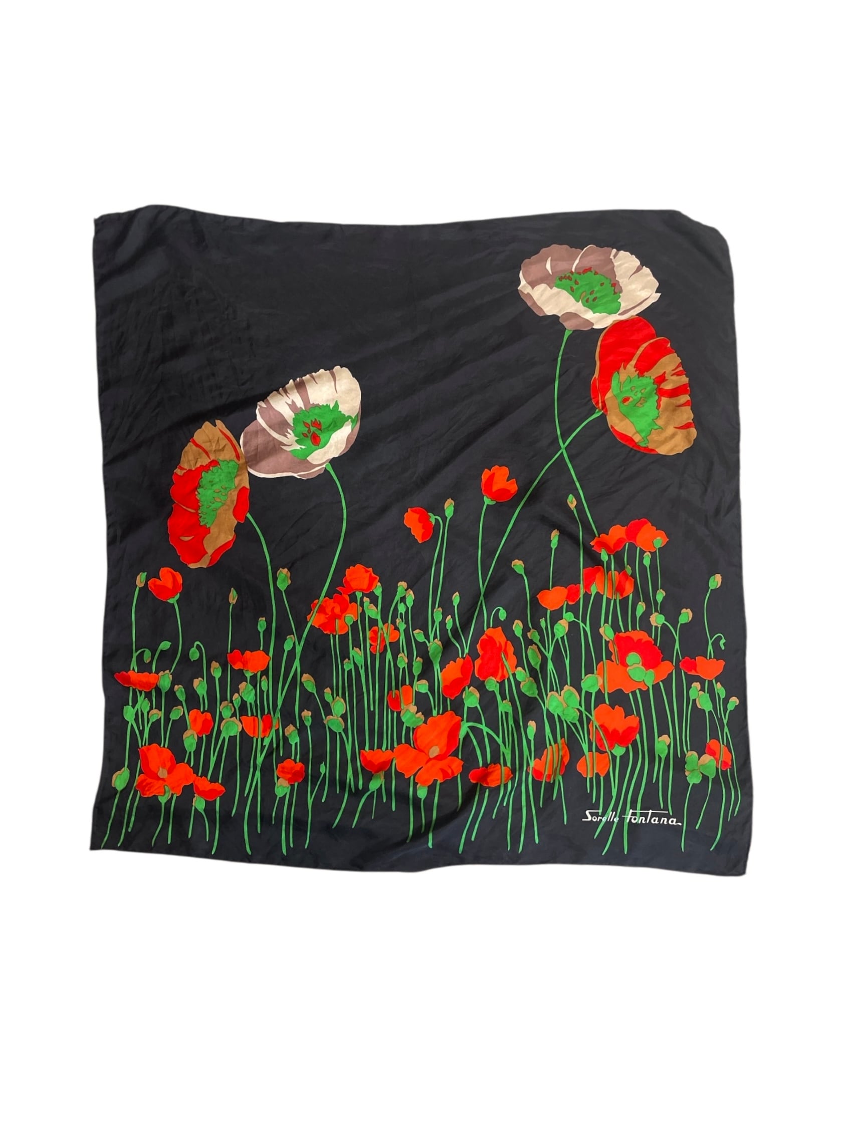 USED Poppy-patterned scarf