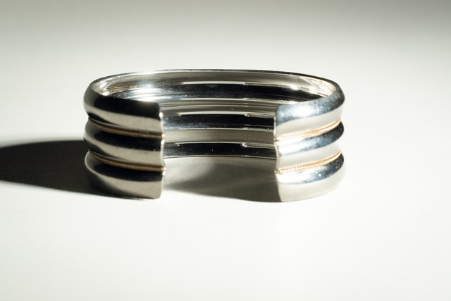 Vintage Tiffany & Co 14K & Silver Gold Line Bangle
