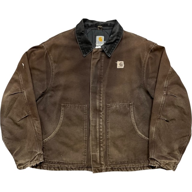 《XL》Carhartt カーハート トラディショナルジャケット フェード 襟コーデュロイ ハチノス ダークブラウン USA製 no.10565