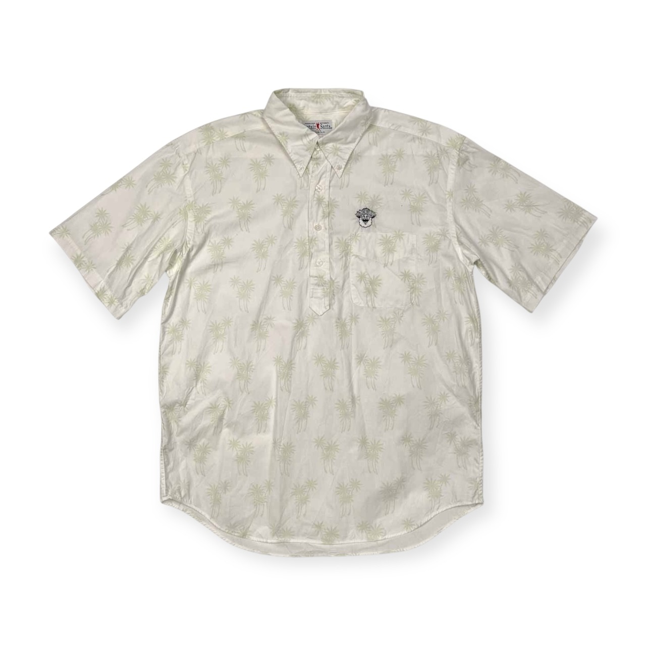 CAPTAIN SANTA キャプテンサンタ ヤシの木柄 BD プルオーバー 半袖シャツ サイズ L /ホワイト×グリーン