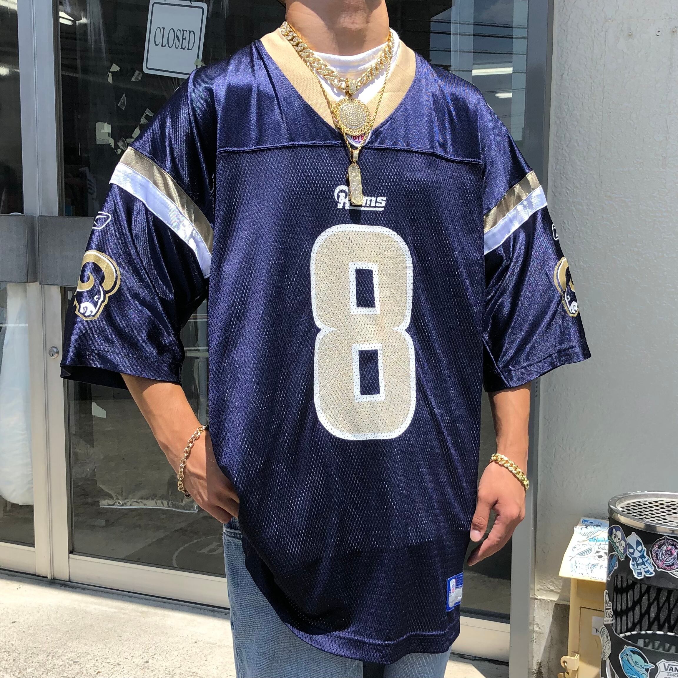 古着 リーボック NFL 刺繍ロゴXL ナイロンジャケット ロサンゼルス ラムズ