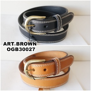 ARTBROWN(アートブラウン)メンズ　レザーベルト　30027 本革 　 30mm幅ダブルステッチベルト  オイルドレザー