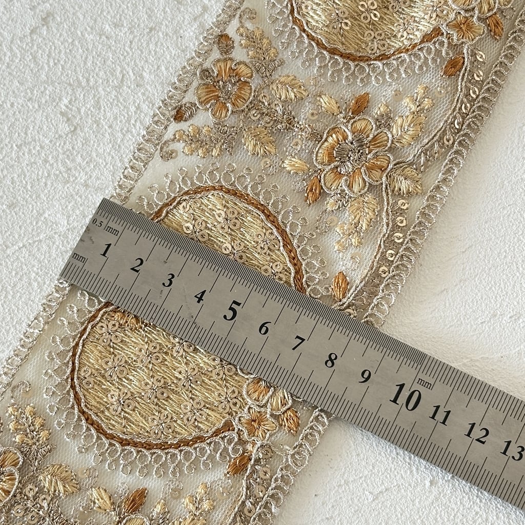 再入荷 ハートワイド [イエロー]インド刺繍リボン 3644 | インド刺繍