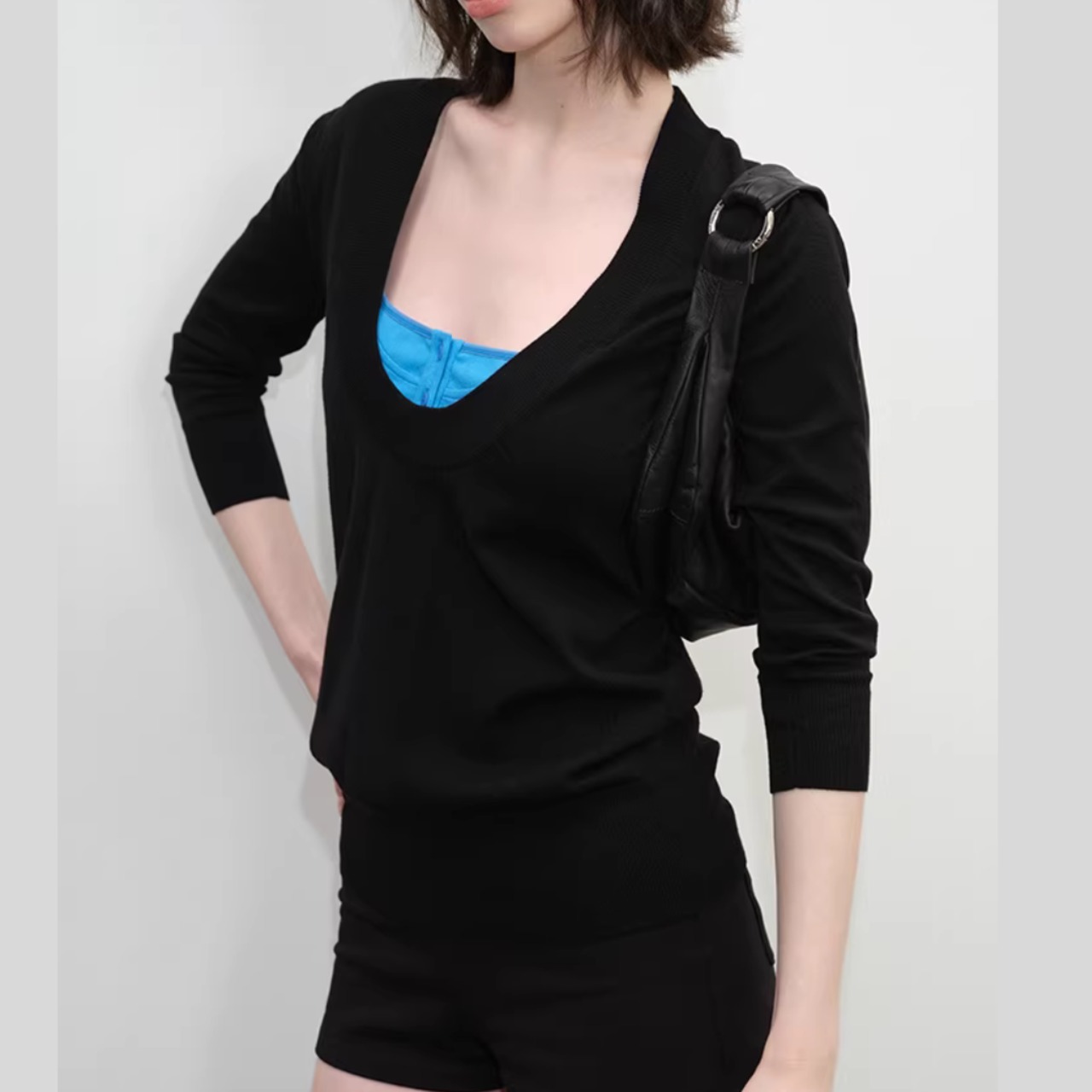 デコルテ美人 深Uネック ニットトップス 00193・画像8