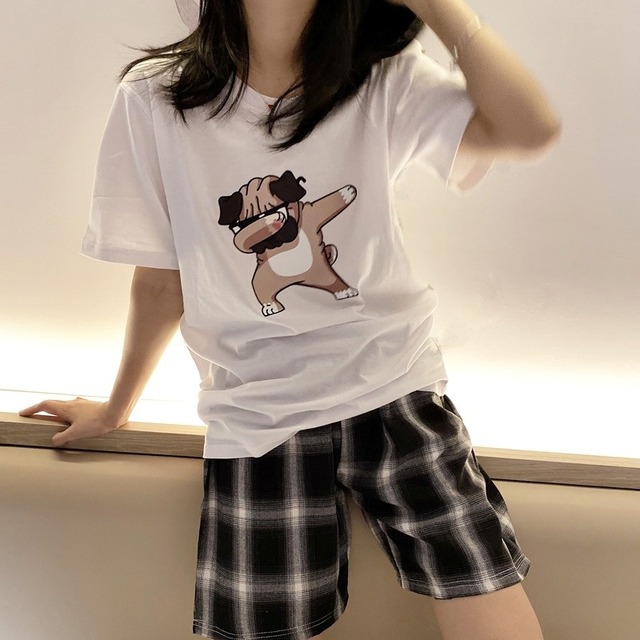 Room wear  -manga pug plaid pants-　　paja-28