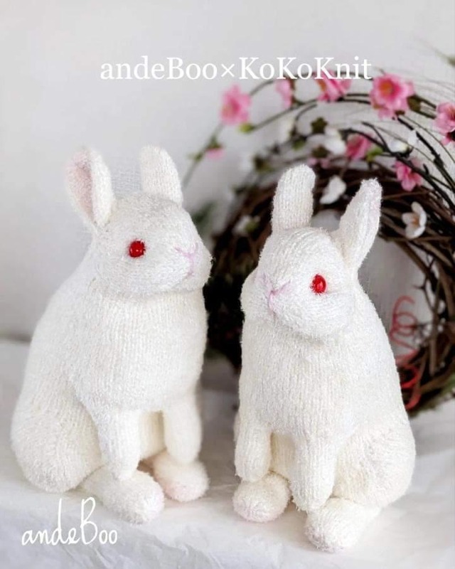 予約販売：andeBooコラボ：白雪　ウサギさんの キット材料　パターンオプション購入　ぼうぐるみ　棒ぐるみ