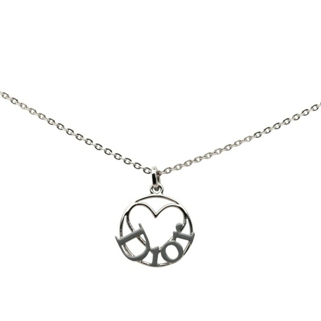 ディオール ロゴ ハート モチーフ ペンダント ネックレス シルバー グレー メタル レディース Dior 【中古】