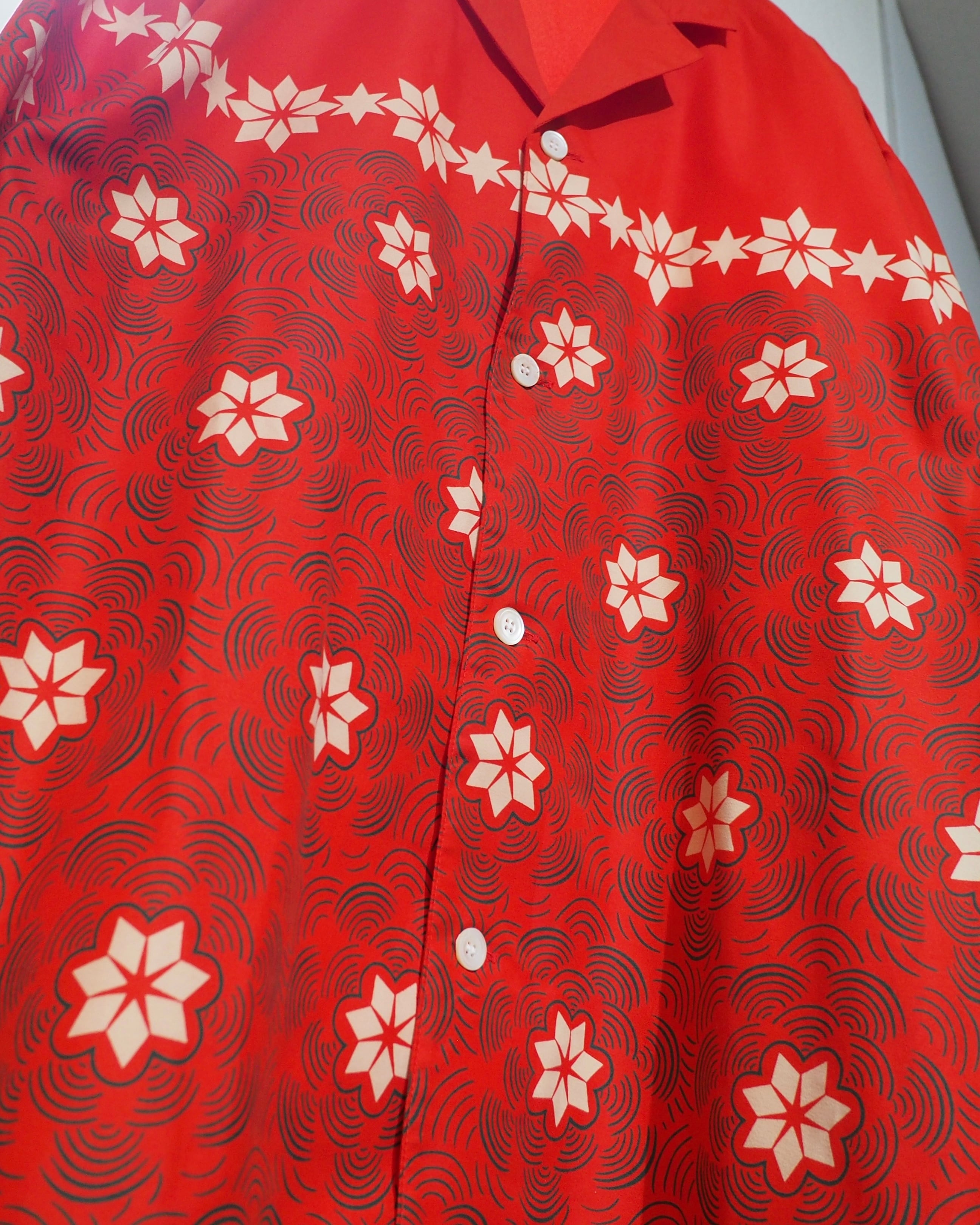 1980s " NICOLE CLUB " Arabesque oriental pattern Design vintage Open collar shirt