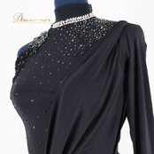 社交ダンス 衣装 ラテン ドレス ワンピース ラテンドレス HIROKO YAMAGUCHI ヒロコヤマグチ ブラック系 黒 デモ 競技 パーティ 発表会 おしゃれ デザイン レース フォーマル 競技会用 ステージ衣装 レディース 女性用 フィット感