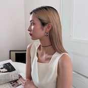 simple suede long choker/brown