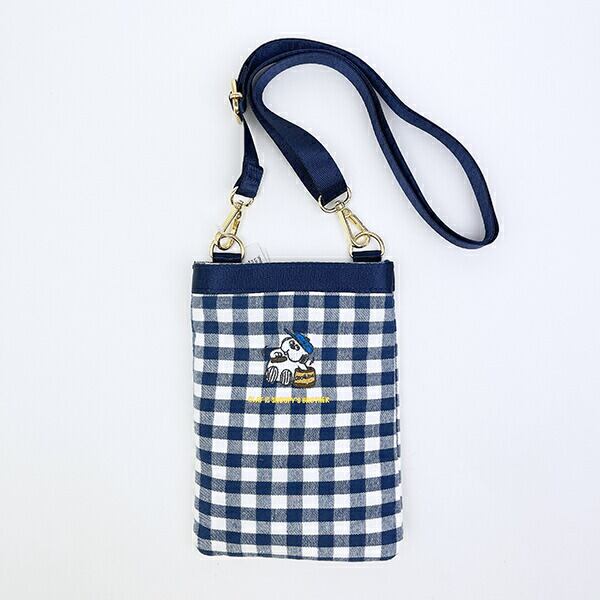スヌーピー オラフ フラットショルダーバッグ ネイビーチェック SNOOPY