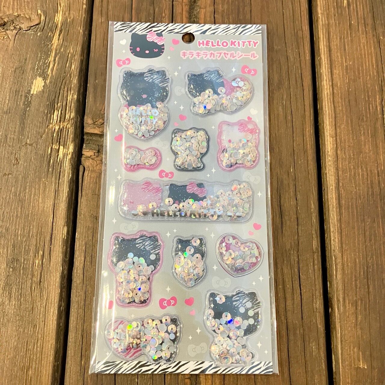 サンリオ ハローキティ ゼブラ キラキラカプセルシール X12