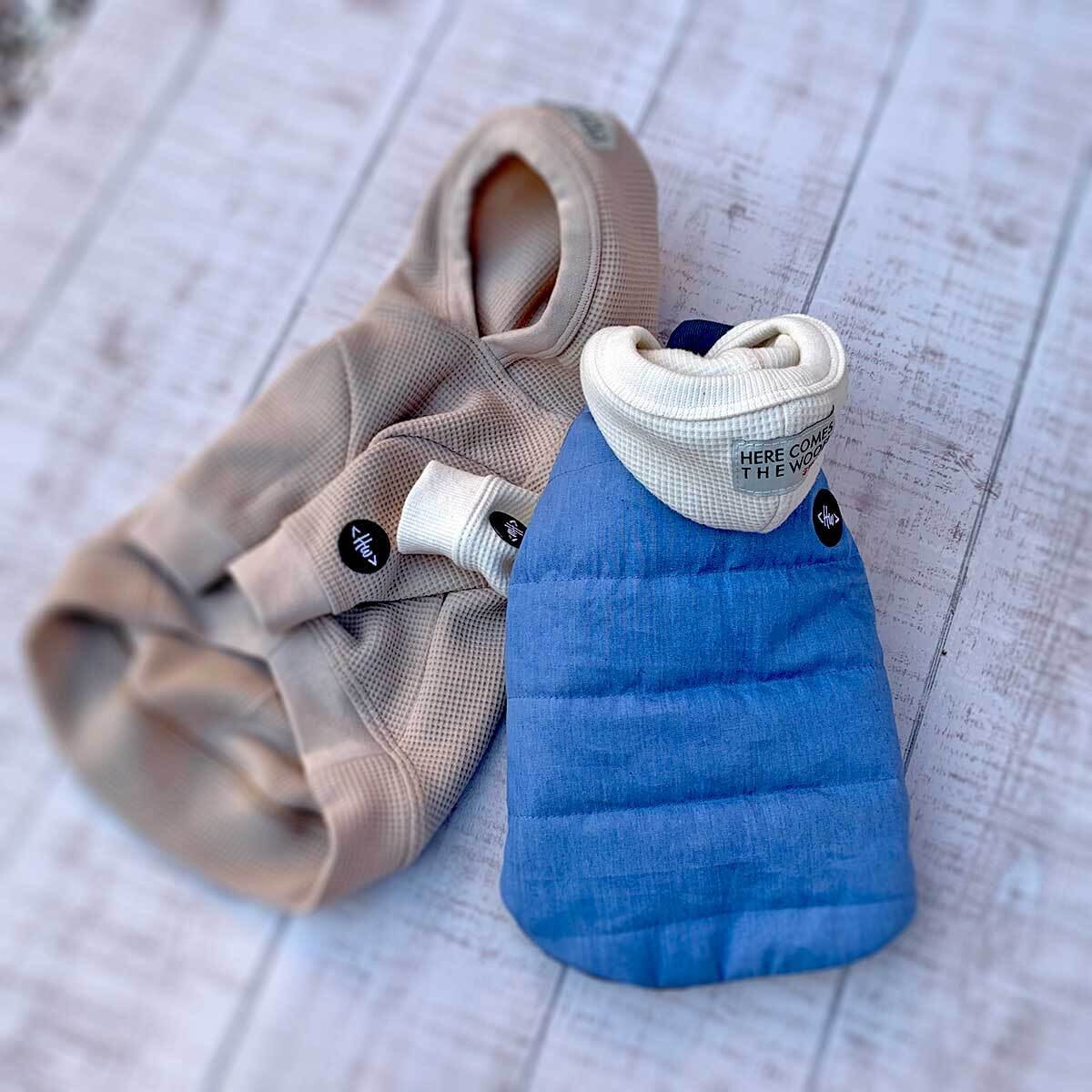 犬の服☆フワフワ気持ち良いワッフルニットのパーカーは良く伸びるので