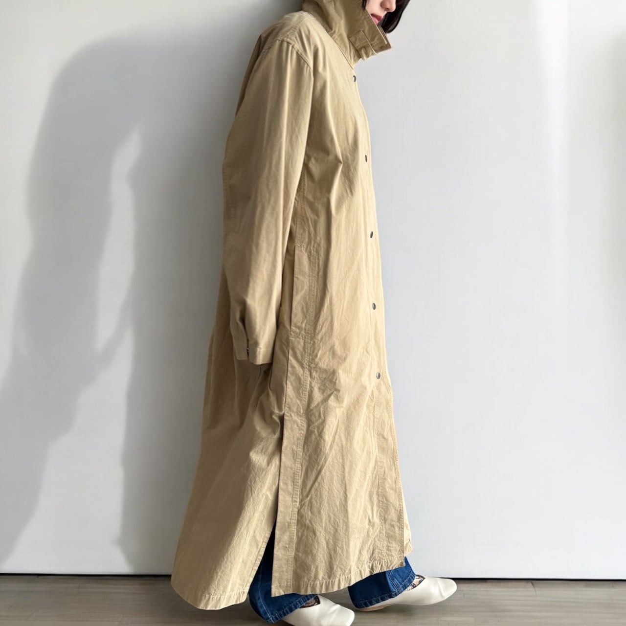 ロメオジリ　コート　オーバーサイズ　9号　ベージュ MANTECOPureリバー ロングコート （ステンカラーコート）｜23区