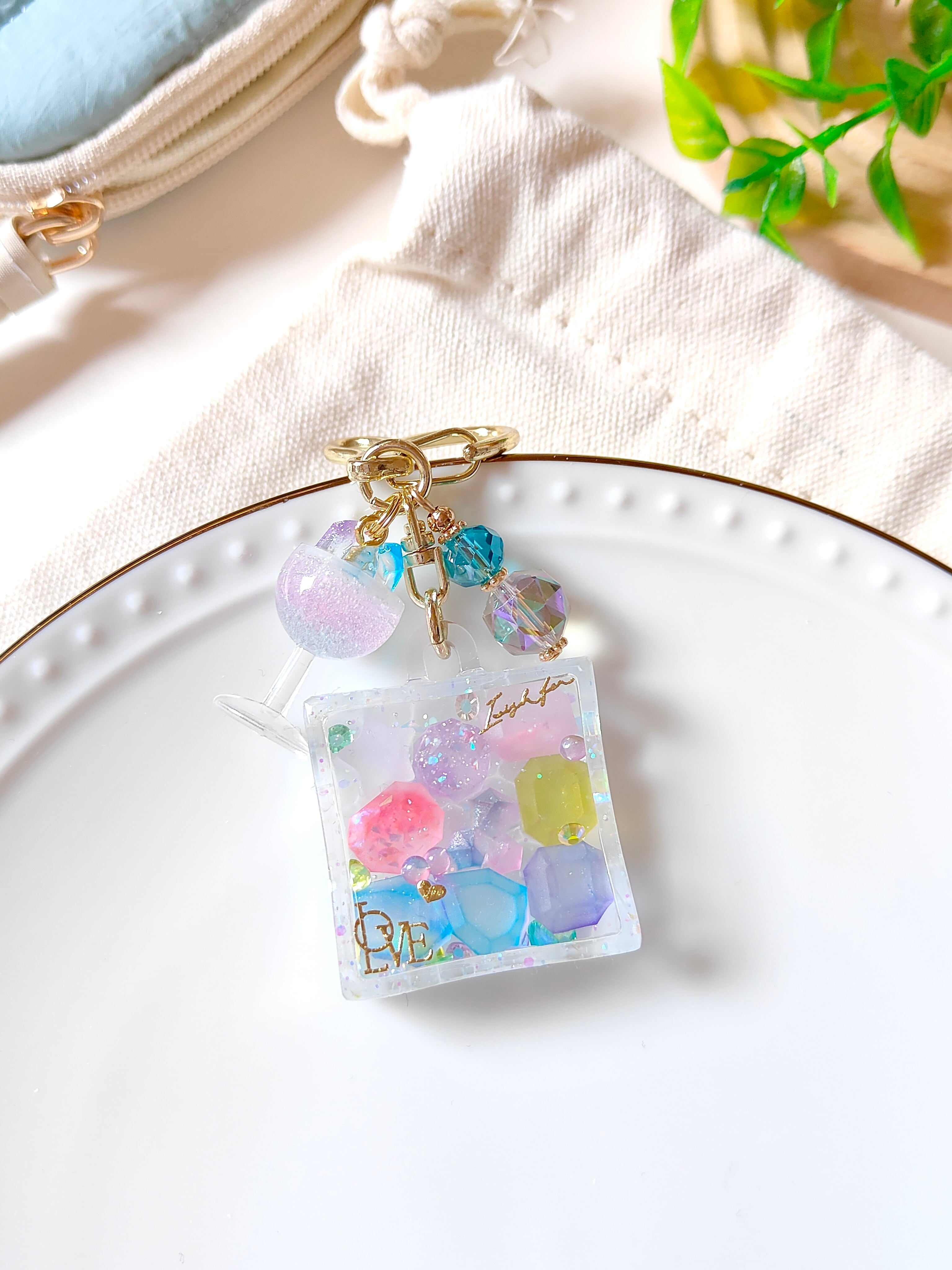 10.水面模様の琥珀糖BOX♡キーホルダー レジン 海塗り | Ruu＊Ruu