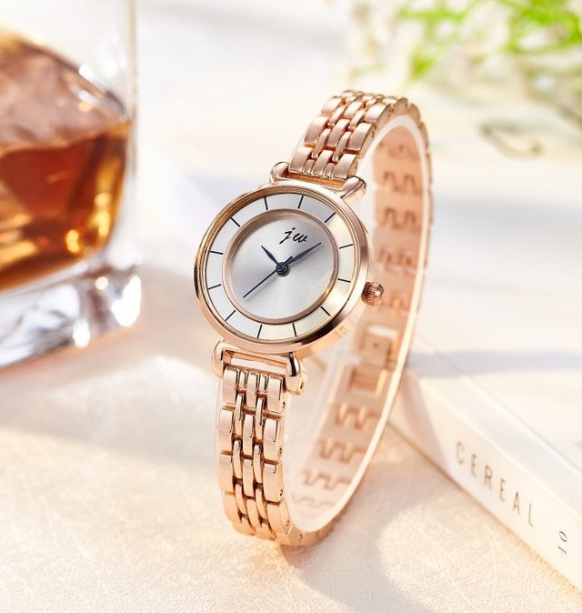 新ブランド 2018 高級女性ステンレス鋼腕時計ファッションクォーツレディース腕時計ローズゴールドビジネスドレス女性時計