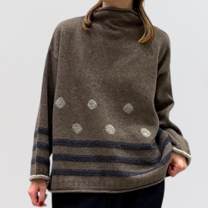 pas a pas ラムウール×ブークレドットBDジャガードプルオーバー