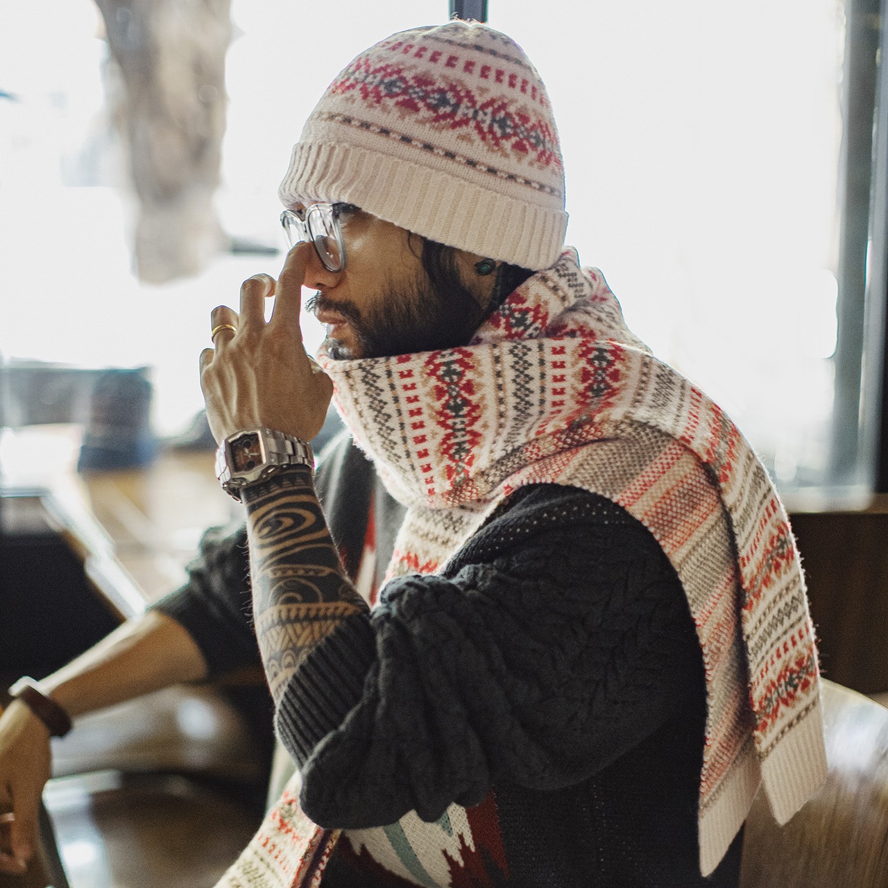 【Set Items】 Fair Isle Scarf & Beanie / フェア アイル マフラー & ニット帽 セット