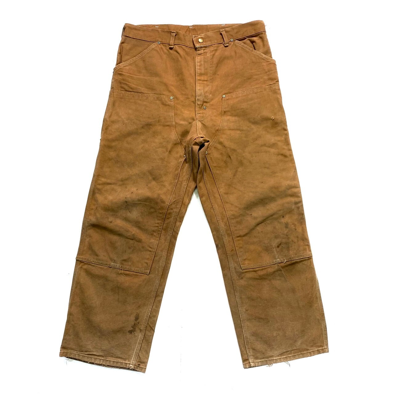 70~80年代 USA製 Carhartt カーハート ダック地 ダブルニー ワークパンツ メンズW36 スナップボタン SCOVILジップ 古着  ペインターパンツ ベージュ キャメル 茶色 90s ヴィンテージ ビンテージ【ロングパンツ】【AL20】 | cave 古着屋【公式】古着通販サイト