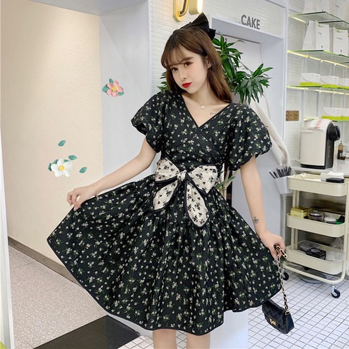 ✞ Vネック花柄スリーブリボンレース スウィート ✞ゴスロリ SM ミリ 甘ロリ クラロリ 和ロリ エレガント 黒ロリ 姫ロリ 華ロリ BB-BB7666594