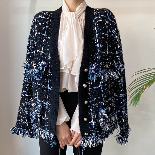 トップス レディース カーディガン ツイード調 フリンジ ショート丈 ショート 羽織り ニットカーディガン 長袖 Vネック ミックスカラー レトロ パールボタン スタイリッシュ 体型カバー 着痩せ 大人可愛い フォーマル 送料無料 おしゃれ 上品 清楚 フェミニン きれいめ 韓国 きちんと感 ママコーデ 秋 冬 ロングシーズン 結婚式 入学式 卒業式 お呼ばれ お出かけ ディナー デート 着回し 食事会 パーティー セレモニー ワンサイズ フリーサイズ 10代 20代 30代 40代