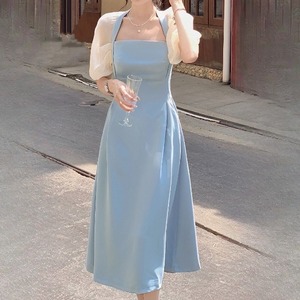 ワンピース レディース 送料無料 フレアワンピース ミモレ丈 メタリック ツヤ感 シフォン 切り替え スクエアネック パフスリーブ 襟なし 透け感 半袖 体型カバー シンプル 大人可愛い きれいめ お洒落 おしゃれ 大人女子 イベント デート パーティ— 女子会 休日 お出かけ ファッション コーデ かわいい 大人可愛い きれいめ シンプル 大人 上品 おしゃれ お呼ばれ 二次会 かわいい モテコーデ ベーシック 大人 かわいい インスタ トレンド モテコーデ ブルー 春 夏 S M L XL