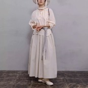 スカーフ付きVネックルーズトップス W0129