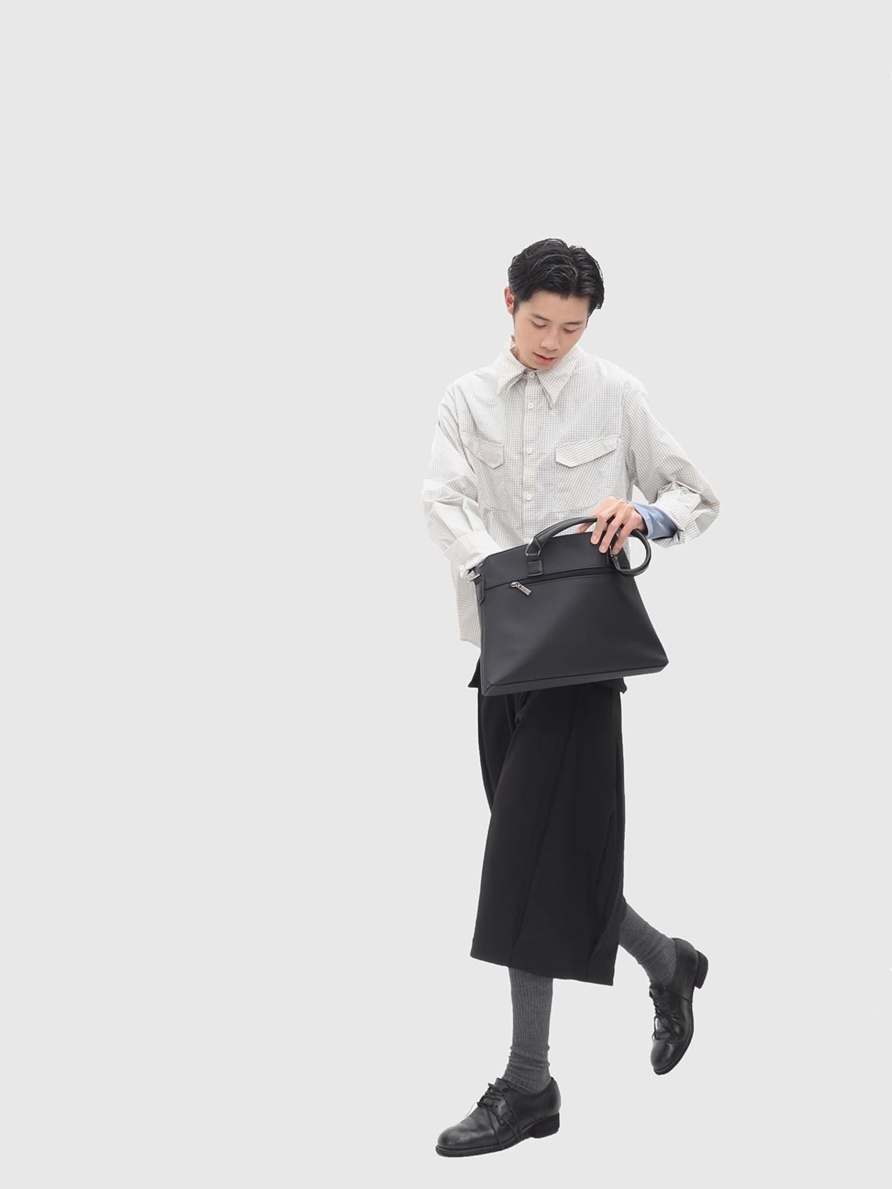 Nothingnoth Check Box Collar Shirt