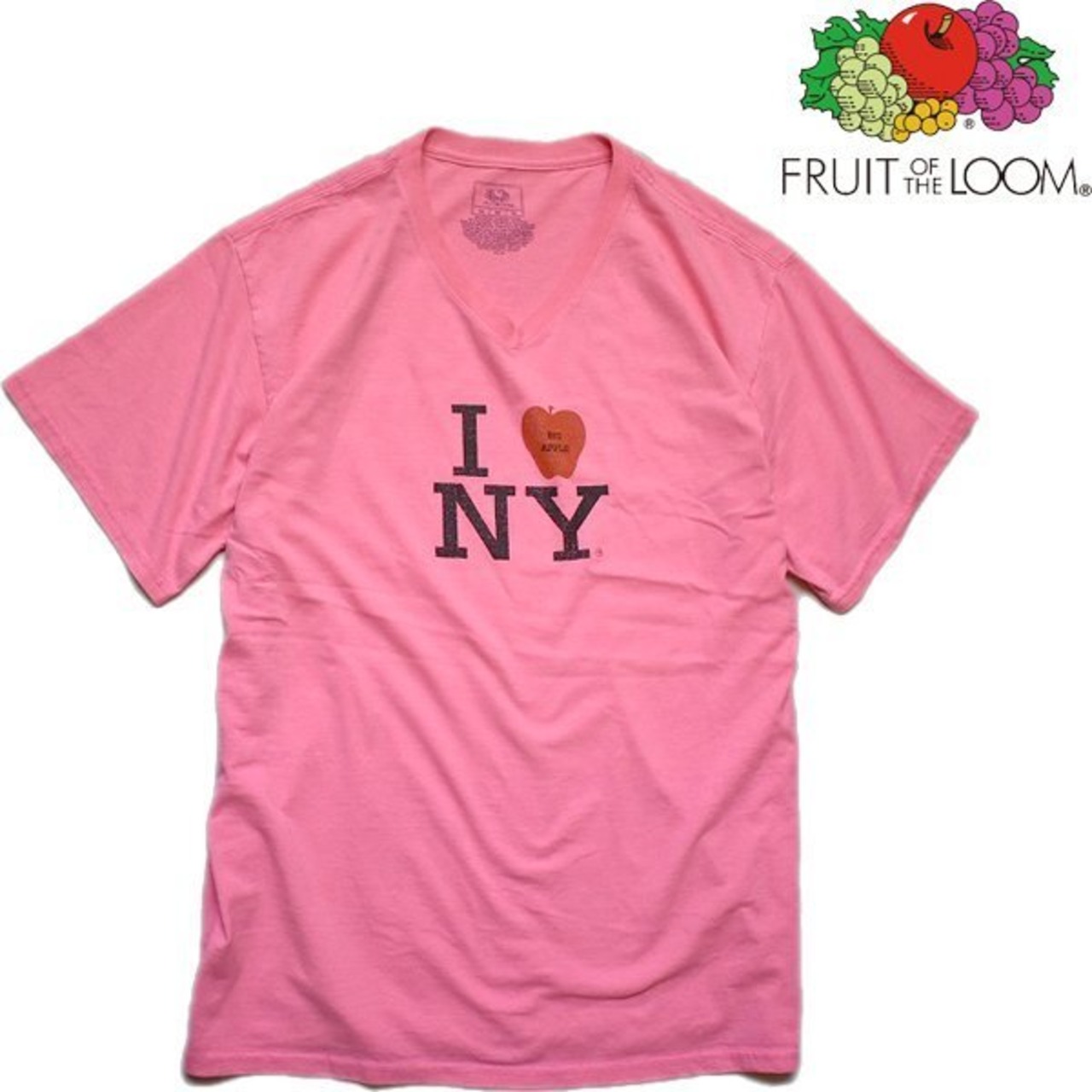 1点物◇アイラブニューヨークNYプリントTシャツVネック古着メンズML 