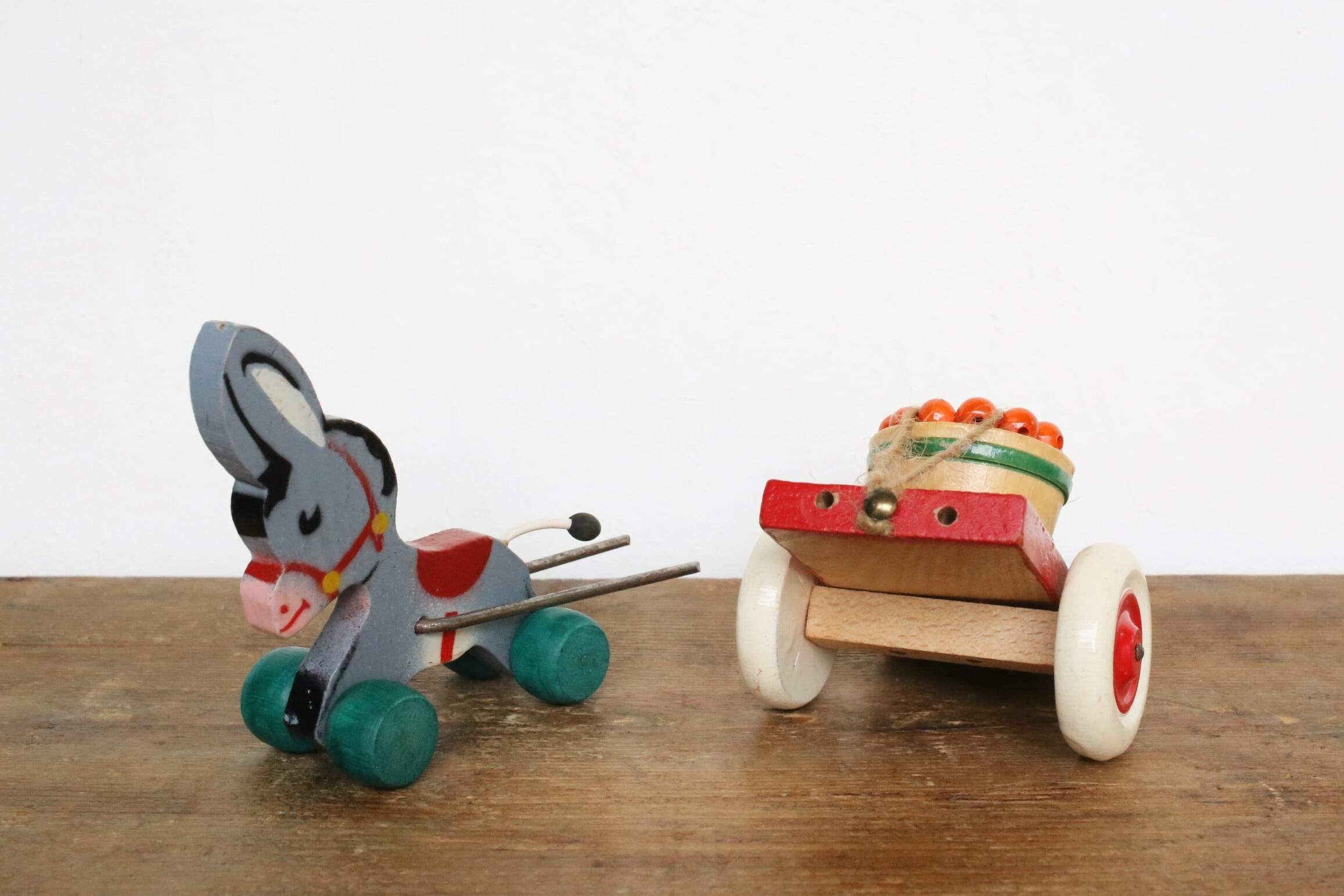 フランス アンティーク ヴィンテージ 木製 おもちゃ 『荷車を引くロバ