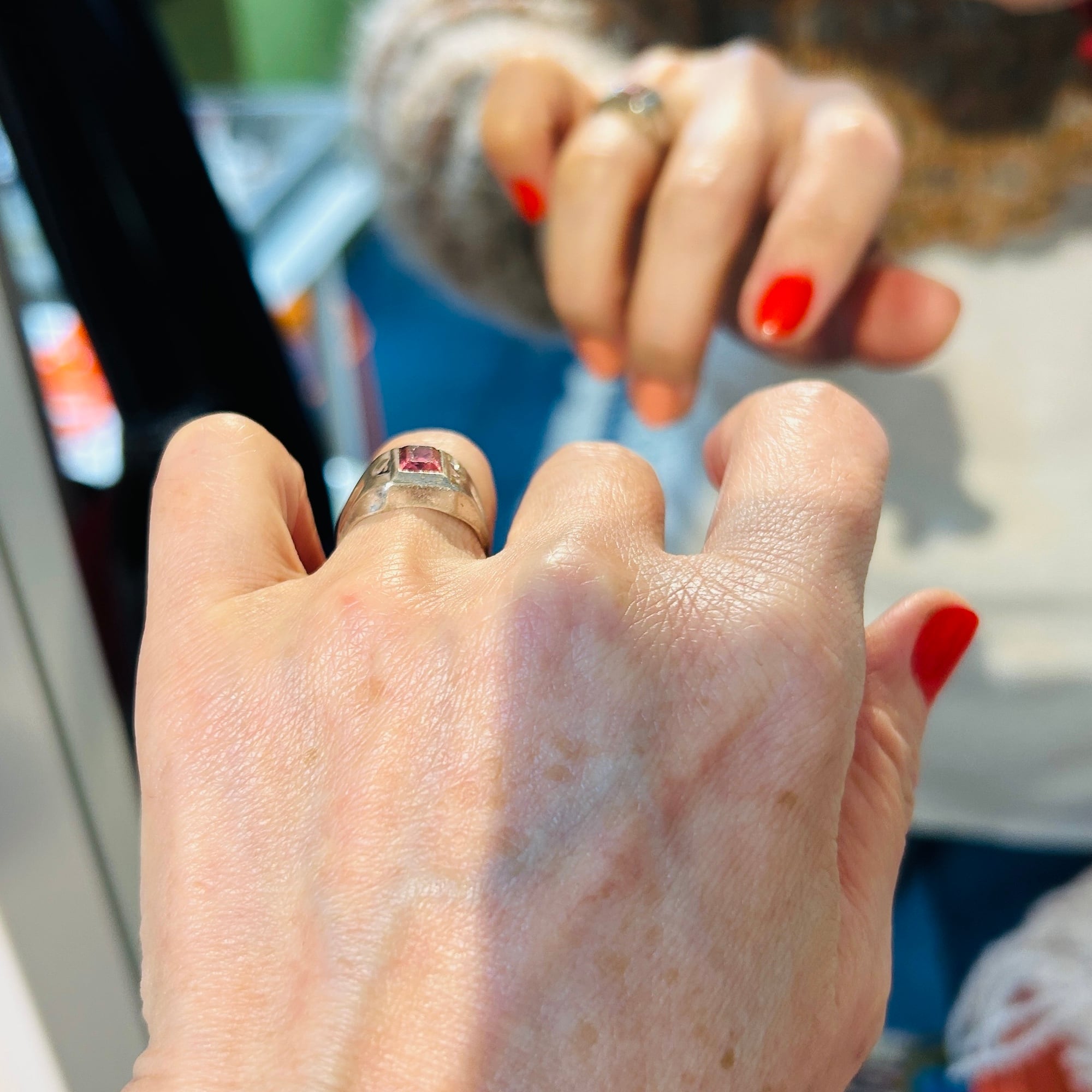 シルバー925 合成ピンクサファイヤ シグネットリング（8号） | Milo